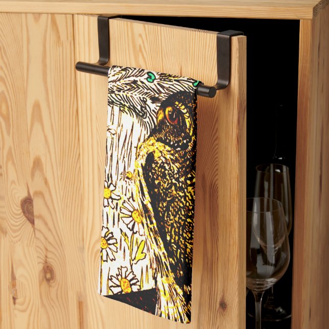 Paño De Cocina Peacock y lechuzas de estilo Art Nouveau de los Pa (Pliegue de tercios)