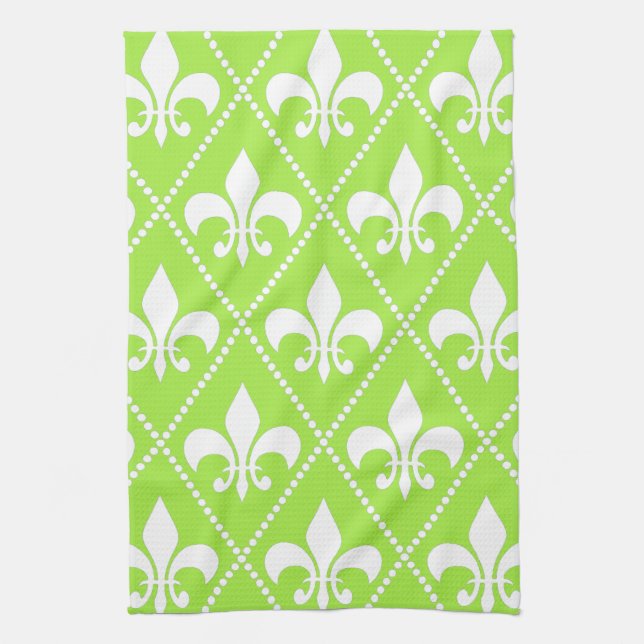 Paño De Cocina Pear Green Fleur de Lis (Vertical)