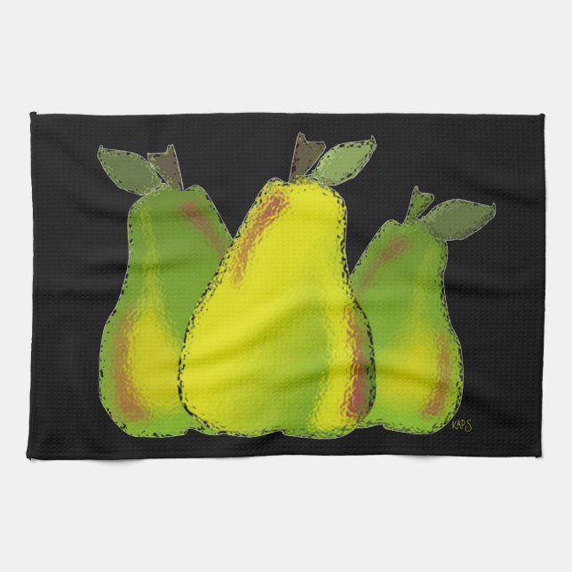Paño De Cocina Pears Digital Art Black Background (Horizontal)