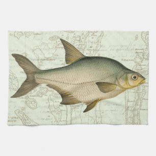 Paño De Cocina Peces de agua dulce en el mapa