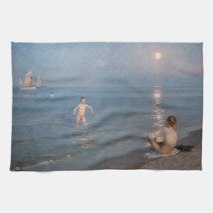Paño De Cocina Peder Severin Kroyer - Niños bañándose en Skagen