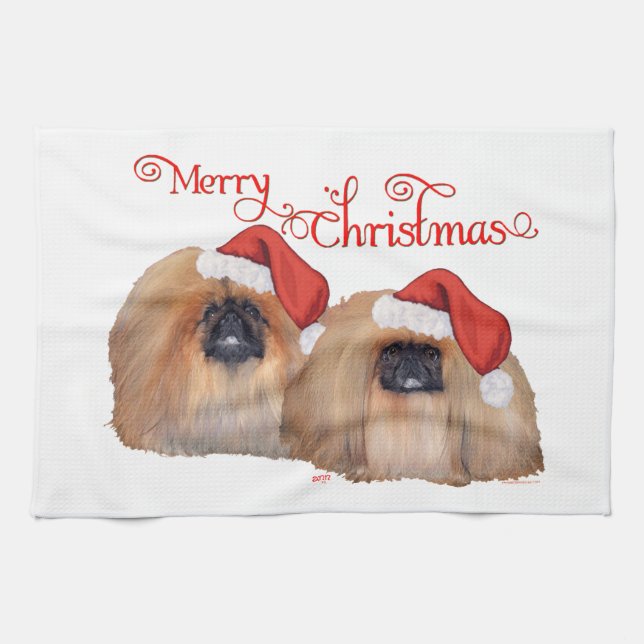 Paño De Cocina Pekinés Feliz Navidad (Horizontal)