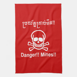 Paño De Cocina ¡¡Peligro!! ¡Minas! ☠ de Rótulo camboyano ☠
