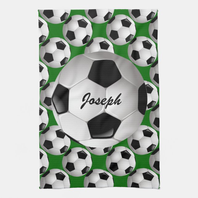 Paño De Cocina Pelota de fútbol personalizada en patrón de fútbol (Vertical)