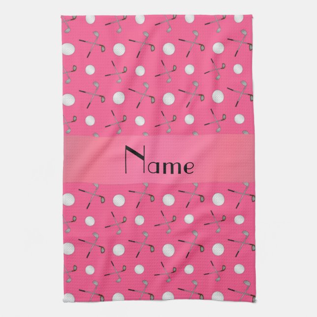 Paño De Cocina Pelotas de golf rosadas conocidas personalizadas (Vertical)