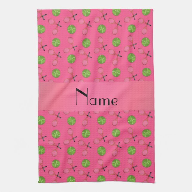 Paño De Cocina Pelotas de tenis rosadas conocidas personalizadas (Vertical)