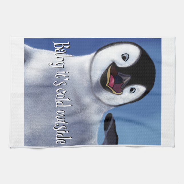 Paño De Cocina Penguin de invierno (Horizontal)