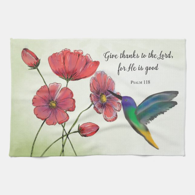 Paño De Cocina Pensamiento religioso de tus flores con Hummingbir (Horizontal)