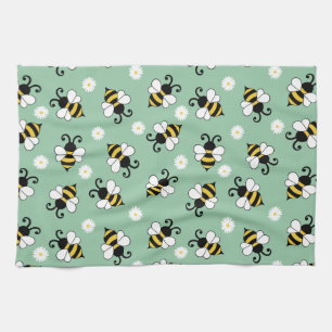 Paño De Cocina Pequeñas abejas y flores de margarita