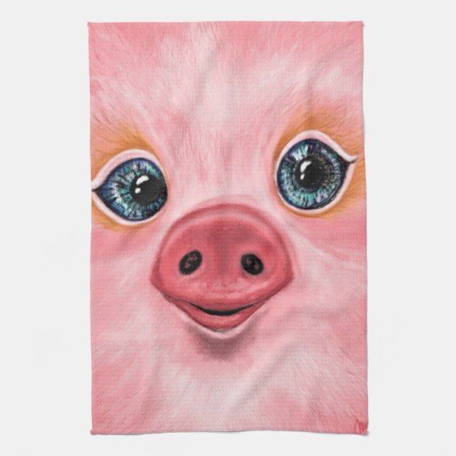 Paño De Cocina Pequeño bebé cerdito - Sonrisa (Vertical)