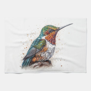 Paño De Cocina Pequeño colibrí colorido en color agua