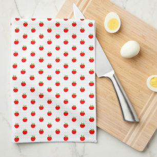Paño De Cocina Pequeño patrón de manzanas rojas en blanco