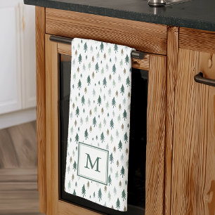 Paño De Cocina Pequeños árboles monogramados Navidades