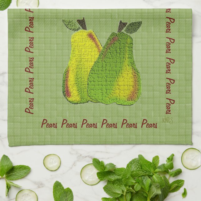 Paño De Cocina Peras texturadas (verde baldosa) (Doblado)