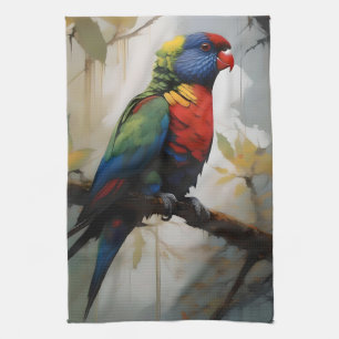 Paño De Cocina Perca Colorida: Un Lorikeet Arcoíris en el Árbol