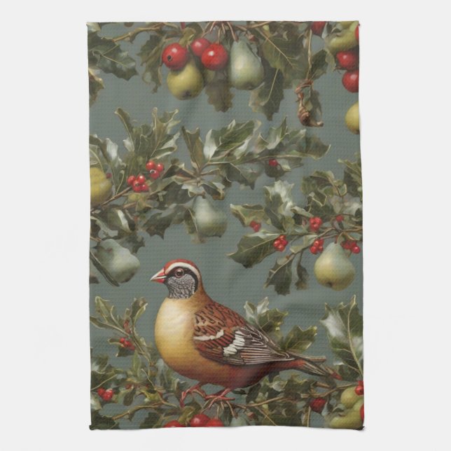 Paño De Cocina Perdiz en un árbol de pera (Vertical)