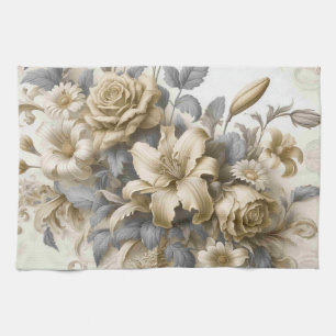Paño De Cocina Perfección floral amarilla antigüa