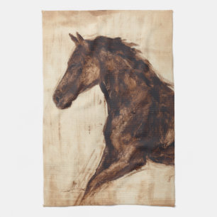 Paño De Cocina Perfil del caballo salvaje marrón