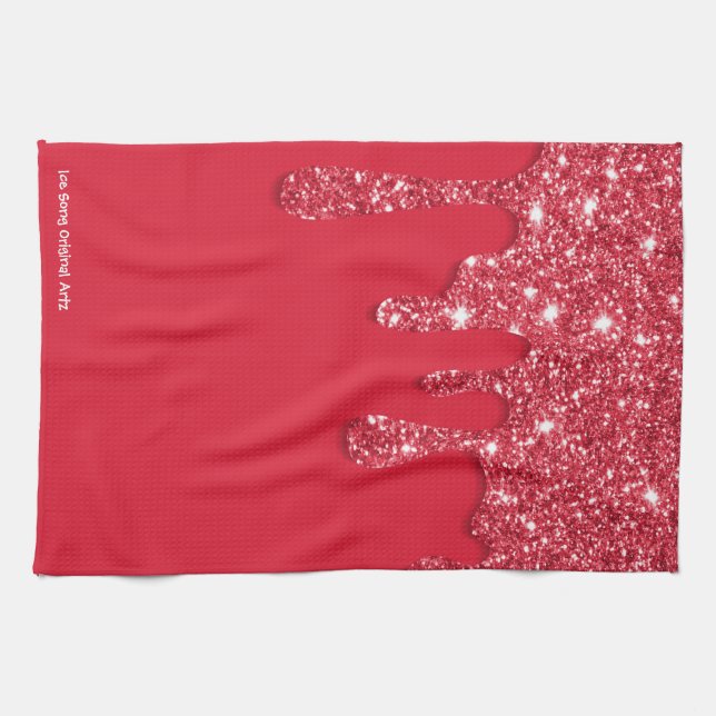 Paño De Cocina Perforación del Purpurina rojo (Horizontal)