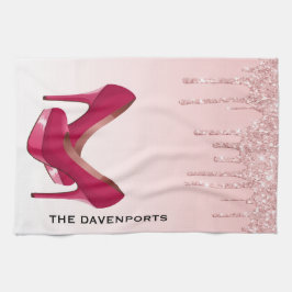 Paño De Cocina Perforaciones modernas de Purpurina rosado y tacon