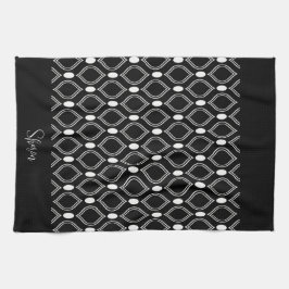 Paño De Cocina Perlas Art Deco Monogramadas En Blanco Y Negro