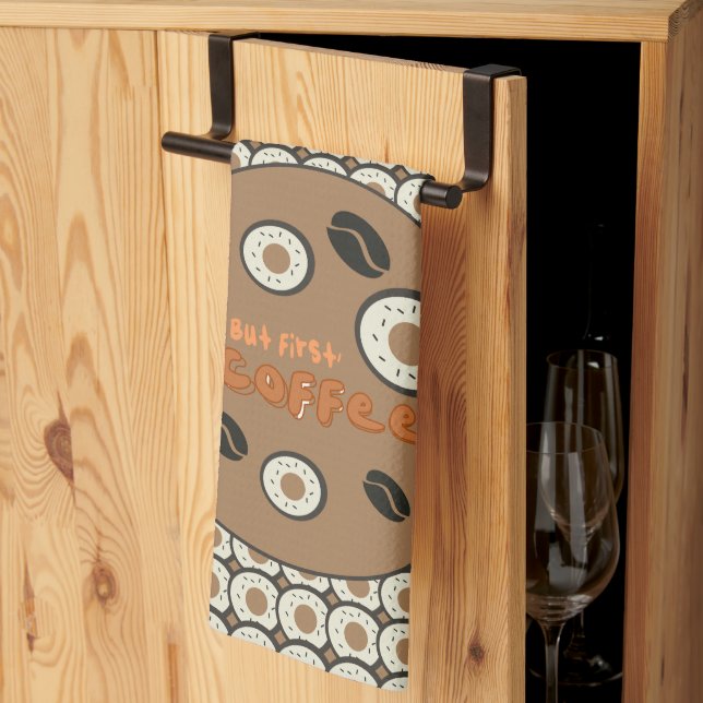 Paño De Cocina Pero el primer café helado Donuts Brown (Pliegue de tercios)
