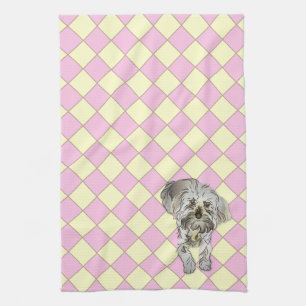 Paño De Cocina Perrito de Maltipoo en modelo comprobado rosa