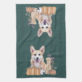 Paño De Cocina Perrito del Corgi Galés en otoño