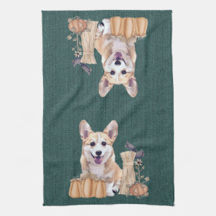 Paño De Cocina Perrito del Corgi Galés en otoño