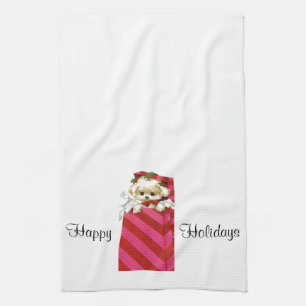 Paño De Cocina Perrito dulce Bichon Lasa del navidad del vintage