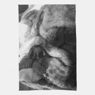Paño De Cocina Perrito inglés blanco y negro del bulldog