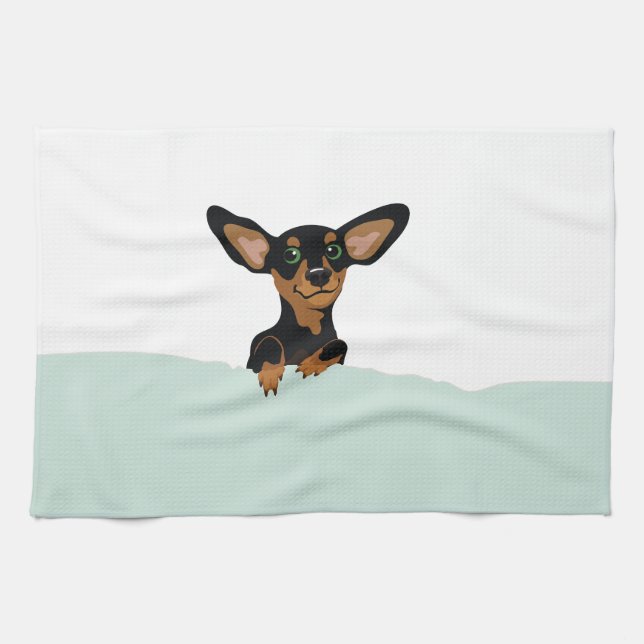Paño De Cocina Perrito Supercute del dachshund debajo del duvet (Horizontal)