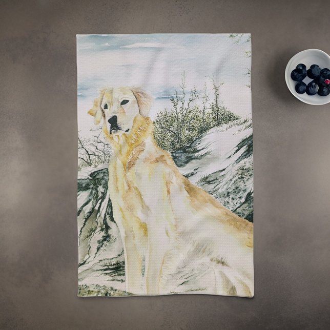 Paño De Cocina Perro acuarela orgulloso dorado recuperador (Subido por el creador)