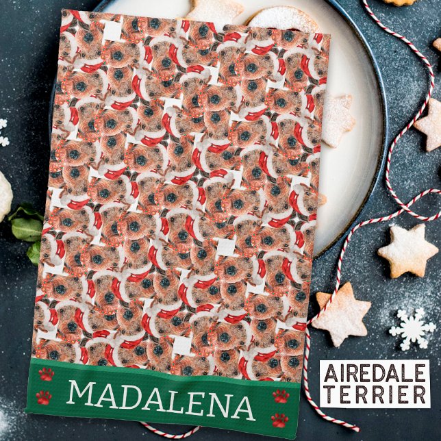 Paño De Cocina Perro Airedale Terrrier de Navidad (Subido por el creador)