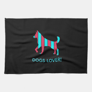 Paño De Cocina Perro - Arte pop Mascota, animal abstracto azul y 