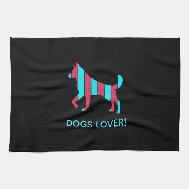 Paño De Cocina Perro - Arte pop Mascota, animal abstracto azul y  (Horizontal)