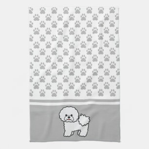Paño De Cocina Perro Bichon Frise Blanco y Lindo con Patrón de Pa