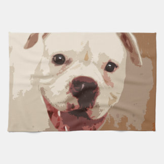 Paño De Cocina perro blanco del boxeador