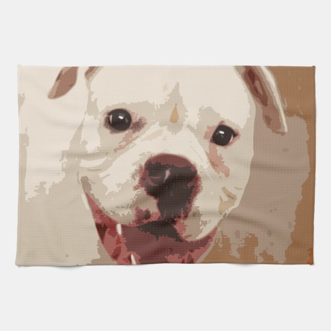 Paño De Cocina perro blanco del boxeador (Horizontal)