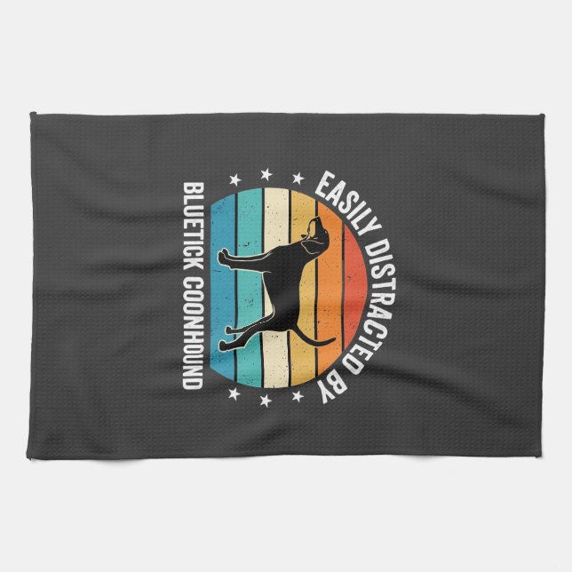 Paño De Cocina Perro Bluetick Coonhound Atardecer Retro (Horizontal)