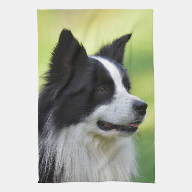 Paño De Cocina Perro Border Collie negro y blanco (Vertical)
