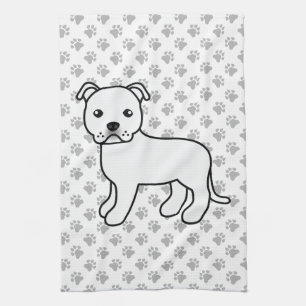 Paño De Cocina Perro Bull Terrier Staffordshire Inglés Blanco