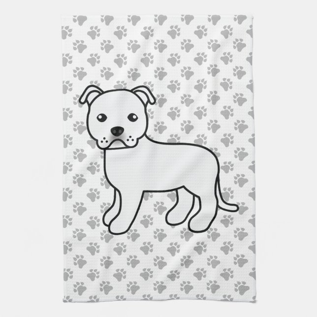 Paño De Cocina Perro Bull Terrier Staffordshire Inglés Blanco (Vertical)