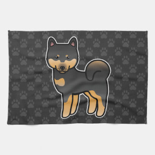 Paño De Cocina Perro Cartoon Shiba Inu Negro y Caoba