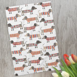 Paño De Cocina Perro Dachshund Sausage<br><div class="desc">Pequeña salchicha de Dachshund o perritos de peluquería en ropa de cama de lana. Perfecto para los amantes de los perros y los paseantes.</div>