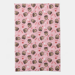 Paño De Cocina Perro de amor lindo rojo rosado