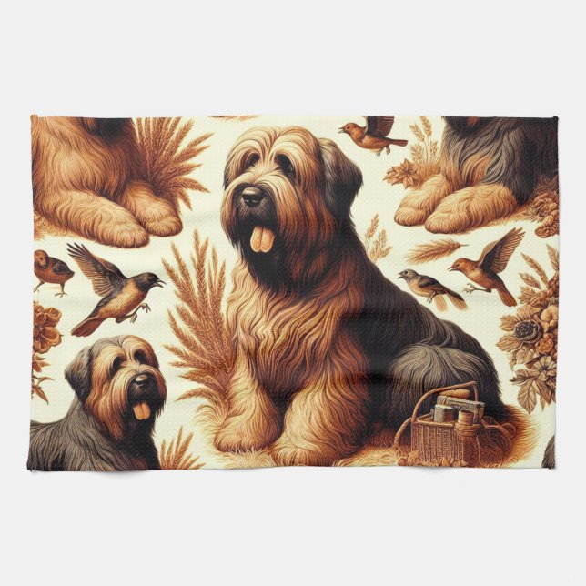 Paño De Cocina Perro de Briard inmaculado (Horizontal)