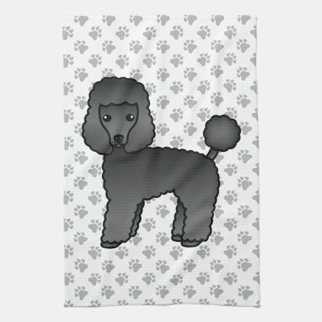 Paño De Cocina Perro de caricatura de juguete negro (Vertical)