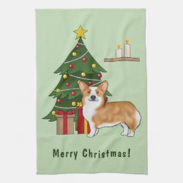 Paño De Cocina Perro De Corgi De Pembroke Rojo Y Árbol De Navidad