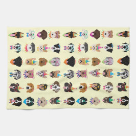 Paño De Cocina Perro de cumpleaños feliz enfrenta a animales pobr